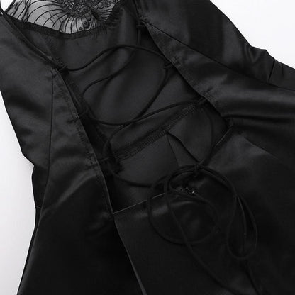 Butterfly applique lace up cami mini dress