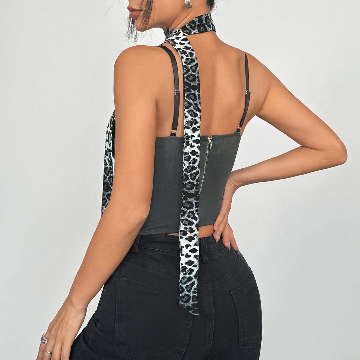 Leopard print button cami top