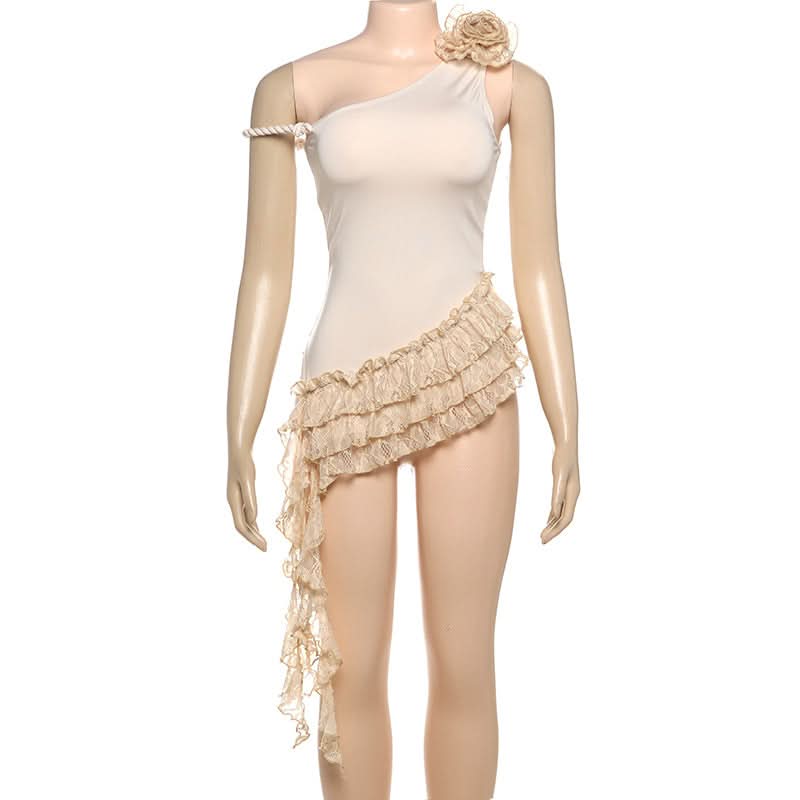 Irregular ruffle flower applique top