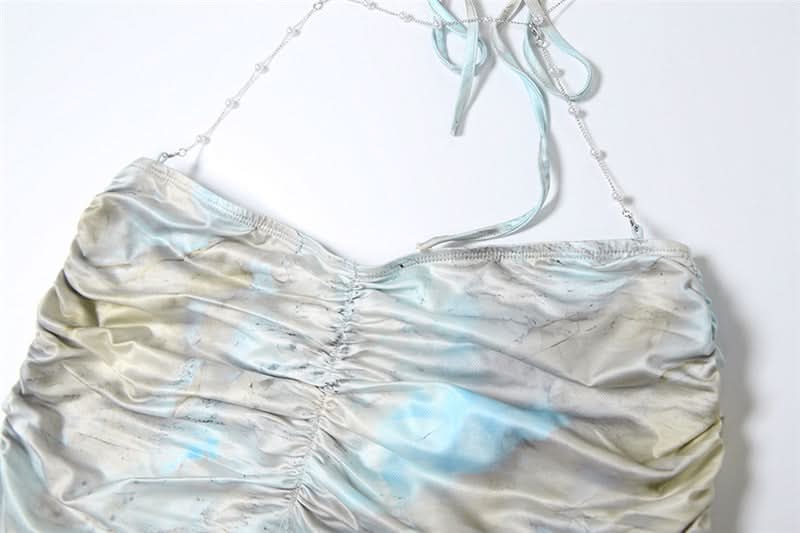 Sweetheart neck beaded backless contrast cami maxi dress