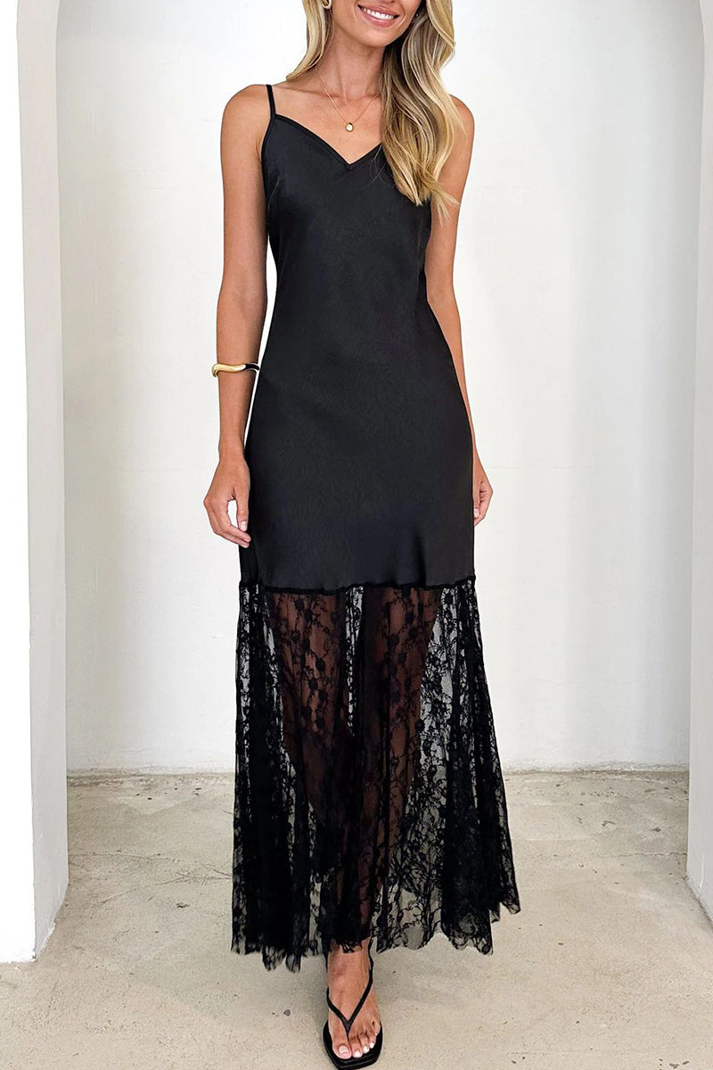 Sexy Lace V Neck Sling Dresses