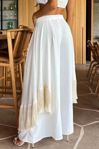 Casual Irregular Fringed Hem Boot Cut Speaker Bottoms(3 Colors)