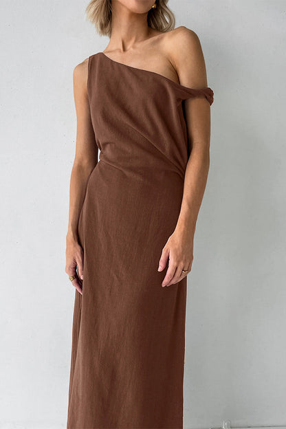 Casual Irregular Oblique Collar One Step Skirt Dresses