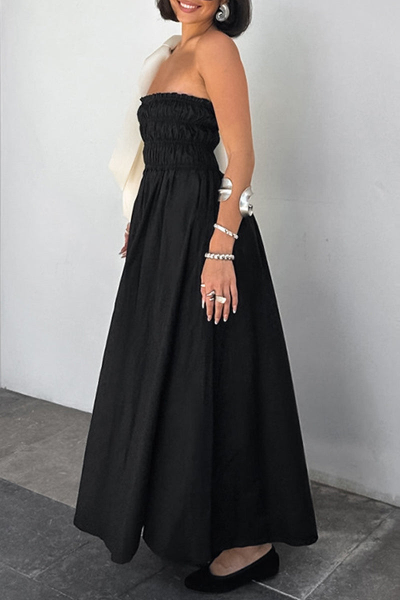 Sexy Patchwork Strapless Strapless Dresses