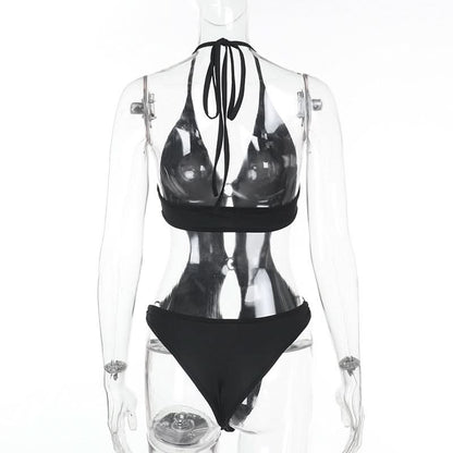 Halter hollow out o ring bodysuit