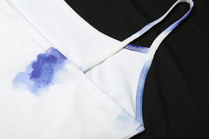 U neck mesh contrast cami maxi dress