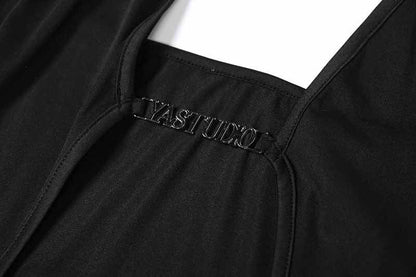 Halter metal tag self tie maxi dress