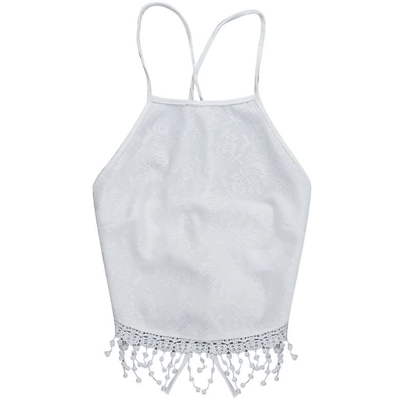 Lace tassels lace up cami top
