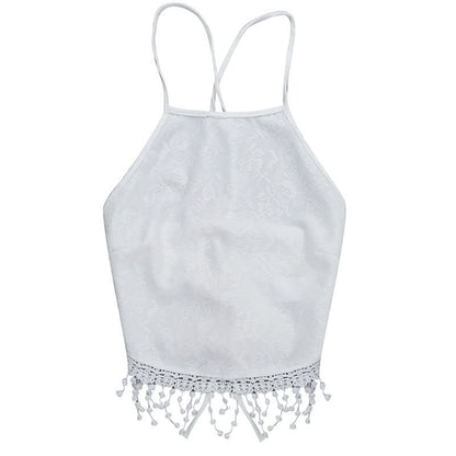 Lace tassels lace up cami top
