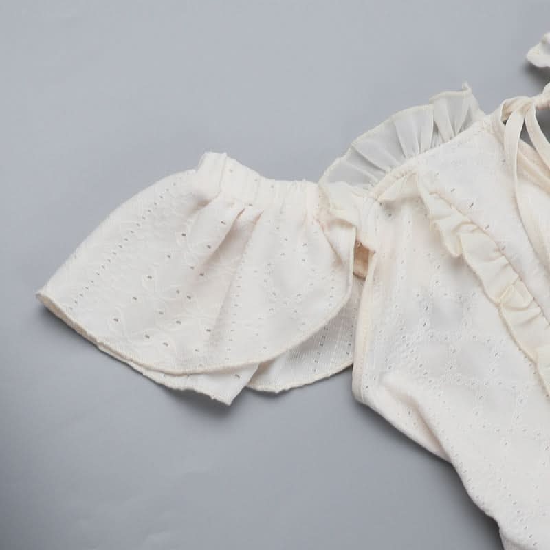 Off shoulder lace hem ruffle maxi dress