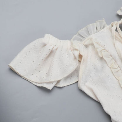 Off shoulder lace hem ruffle maxi dress