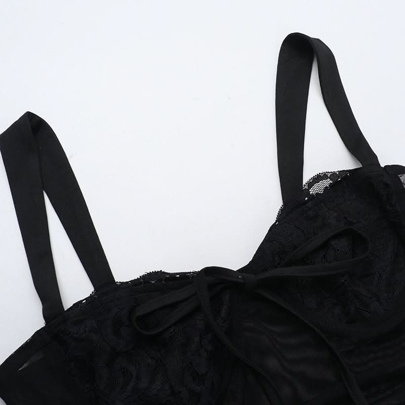 Hollow out mesh ruched cami cut out maxi dress