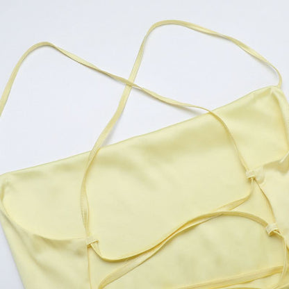 Cross back lace up satin cami maxi dress