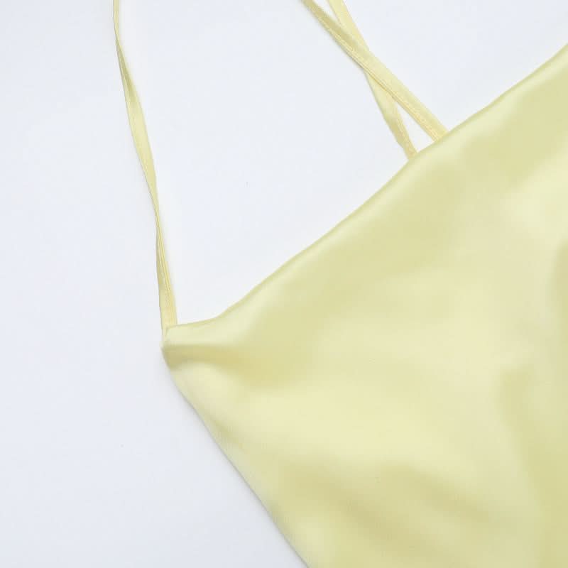 Cross back lace up satin cami maxi dress