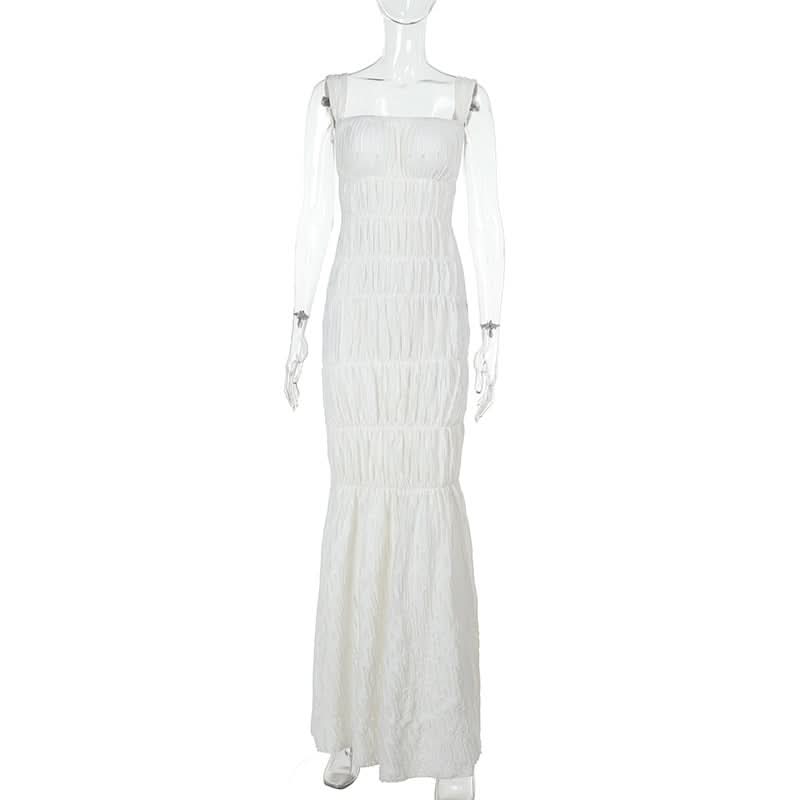 Square neck textured smocked cami maxi dress