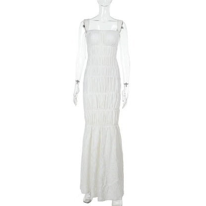 Square neck textured smocked cami maxi dress