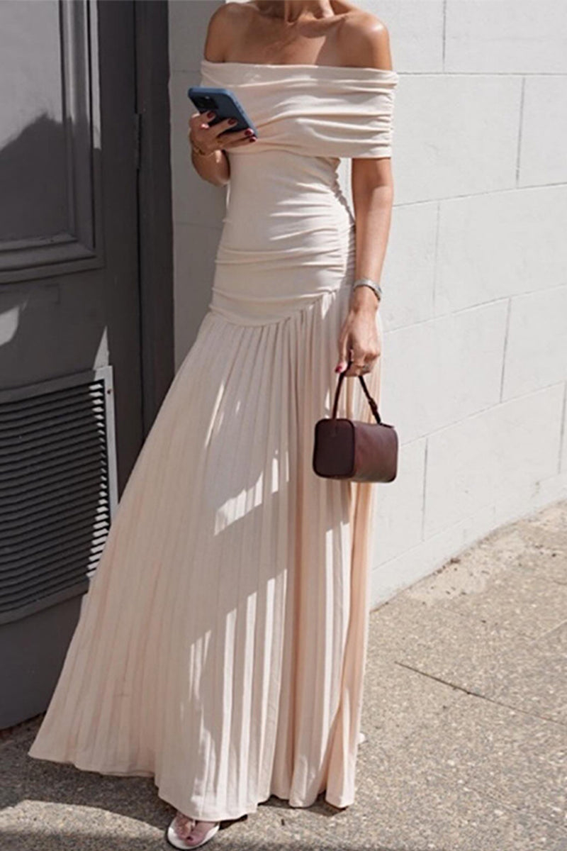 Sexy Ruched Off Shoulder Long Dresses
