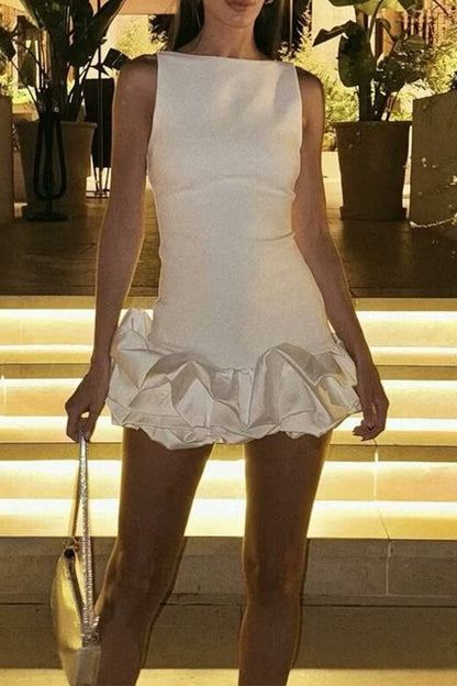 Sexy Ruched O Neck Sleeveless Dresses