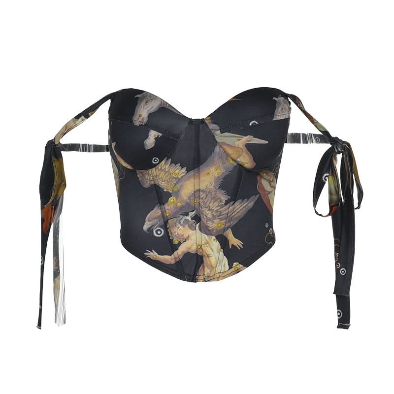 Sweetheart neck self tie corset cami top