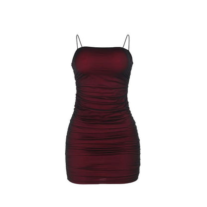 Ruched mesh cami mini dress
