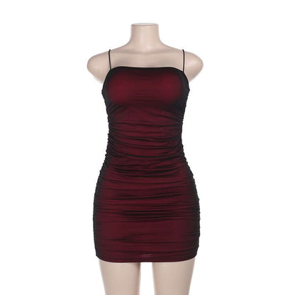 Ruched mesh cami mini dress