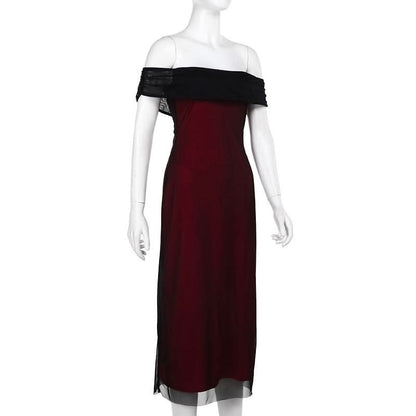 Off shoulder mesh maxi dress