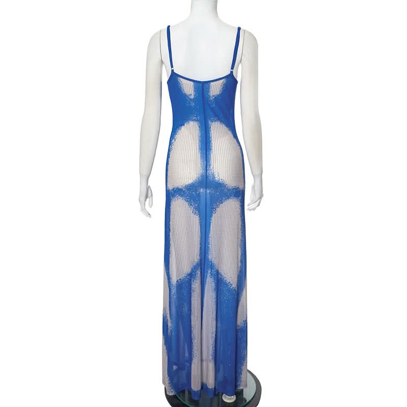 U neck contrast print cami maxi dress