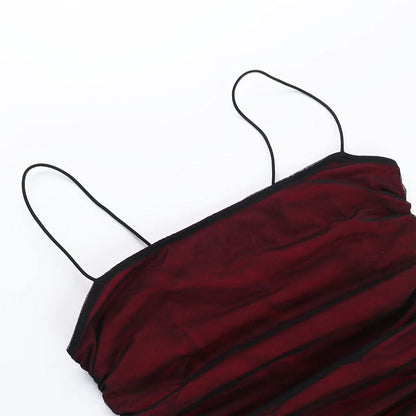 Ruched mesh cami mini dress