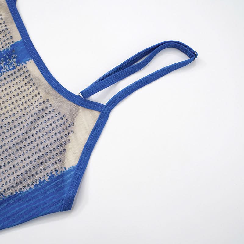 U neck contrast print cami maxi dress