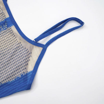 U neck contrast print cami maxi dress