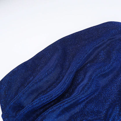 Glitter ruched high slit tube maxi dress