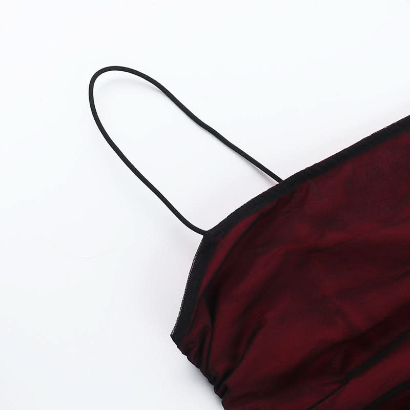 Ruched mesh cami mini dress