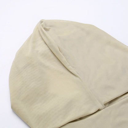 Hoodie sheer mesh slit ruffle maxi dress