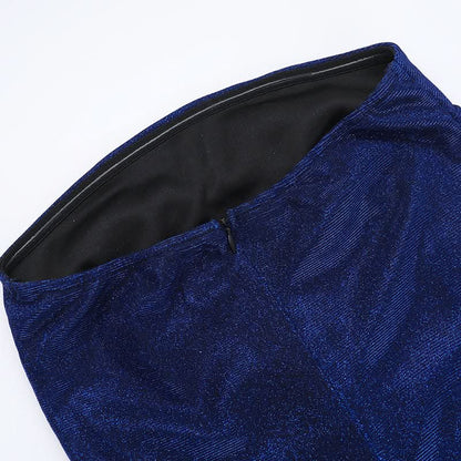 Glitter ruched high slit tube maxi dress