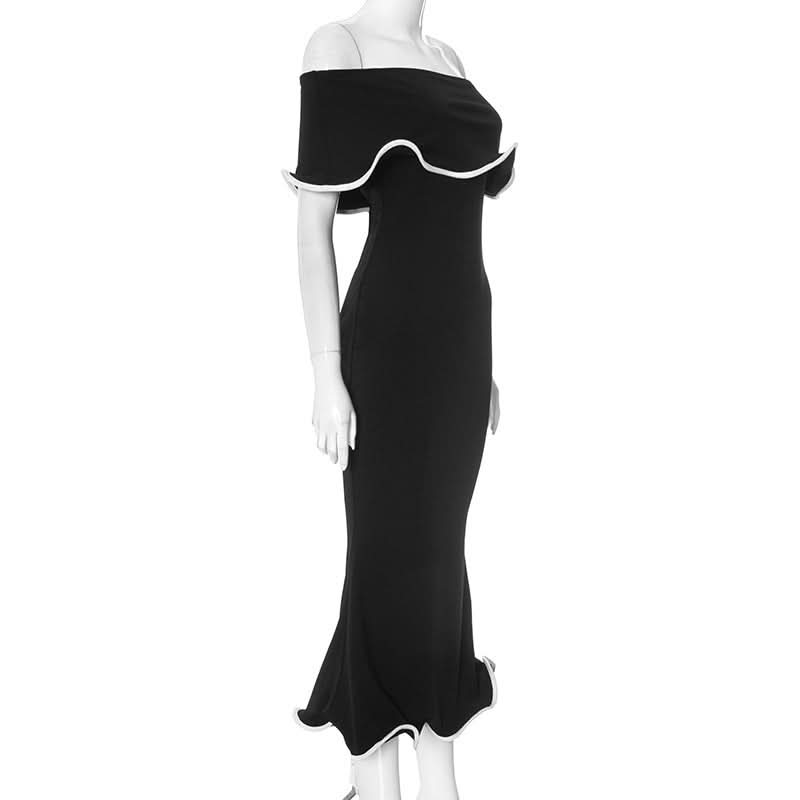 Off shoulder ruffle maxi dress