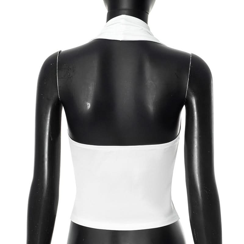 Halter v neck ruched backless top