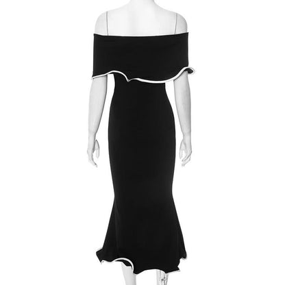 Off shoulder ruffle maxi dress