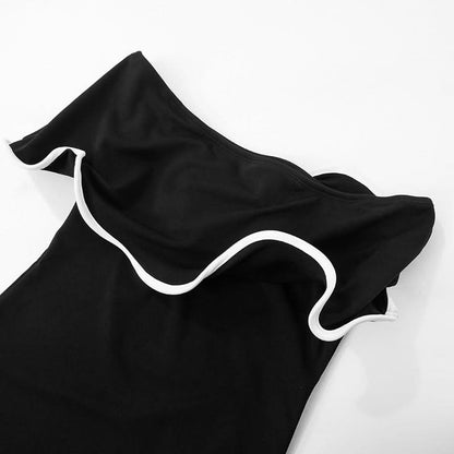 Off shoulder ruffle maxi dress