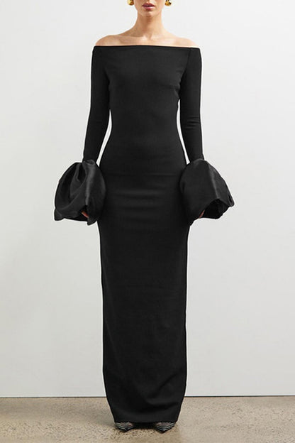 Sexy Solid Color Backless Off Shoulder Long Dresses