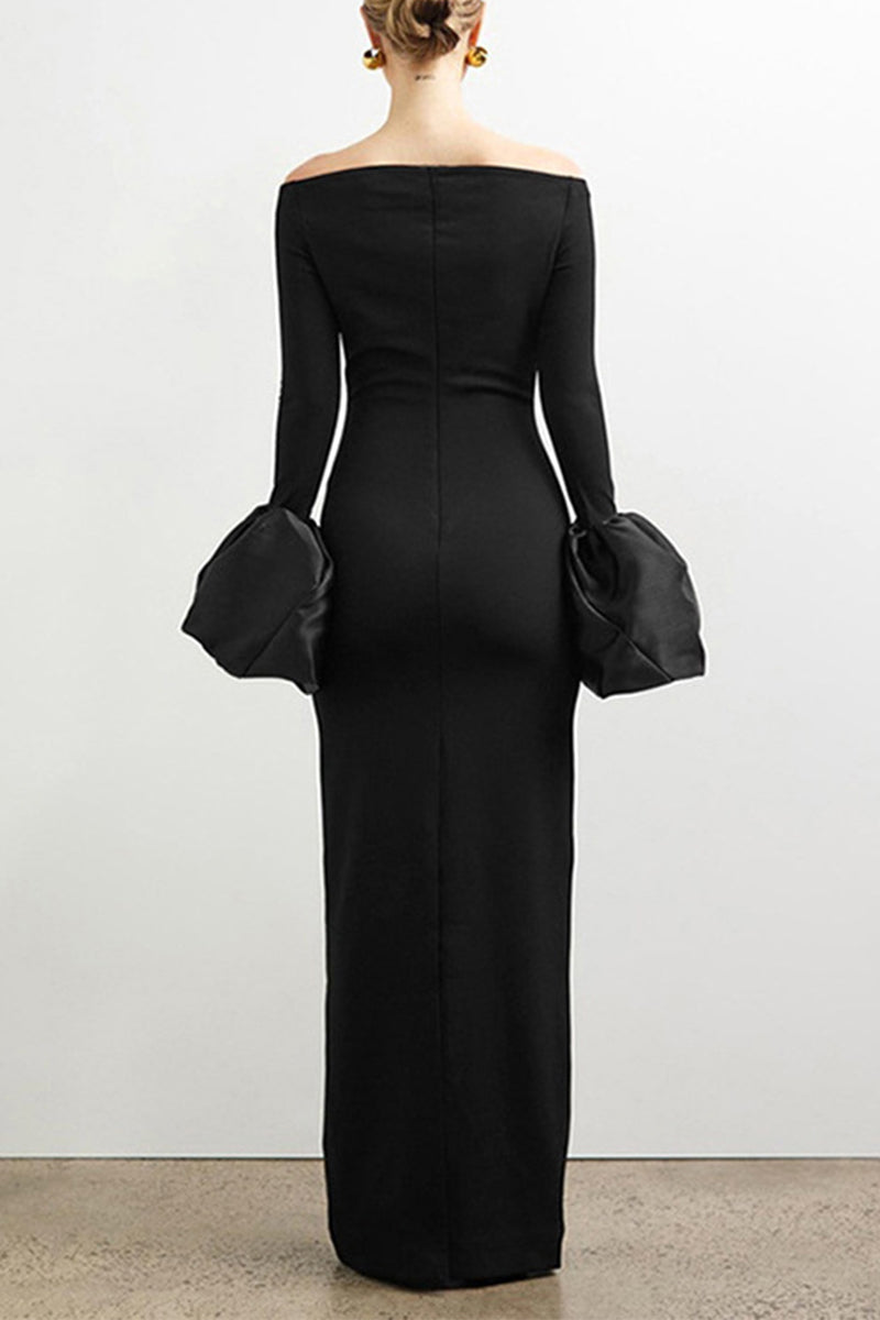 Sexy Solid Color Backless Off Shoulder Long Dresses