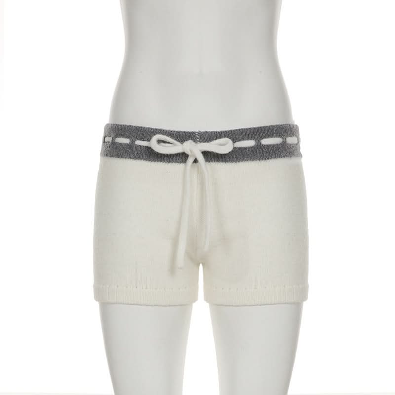 Drawstring self tie five-pointed star pattern short pant