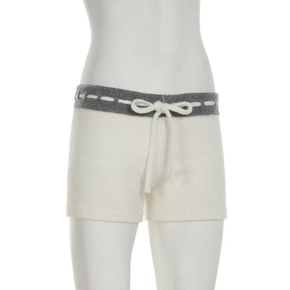 Drawstring self tie five-pointed star pattern short pant