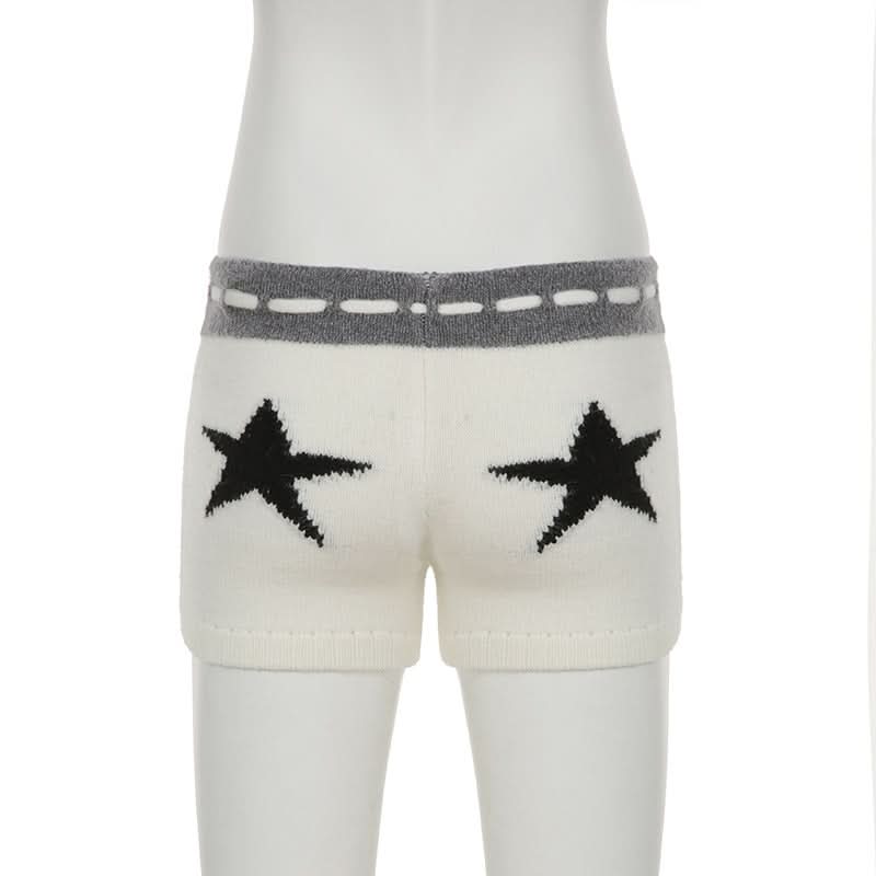 Drawstring self tie five-pointed star pattern short pant