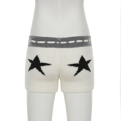 Drawstring self tie five-pointed star pattern short pant
