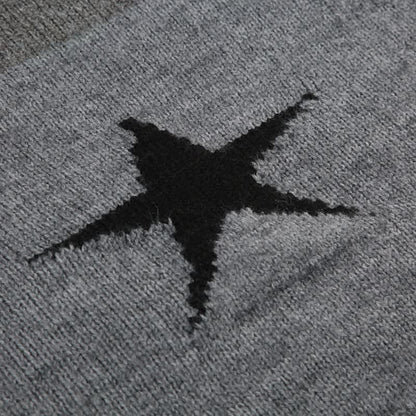 Long sleeve crewneck five-pointed star pattern top