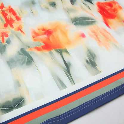 Ruched flower print contrast mini skirt