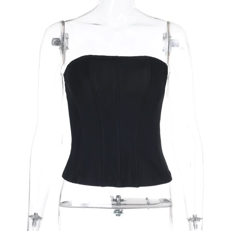 Corset zip-up solid tube top