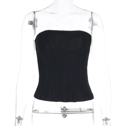 Corset zip-up solid tube top