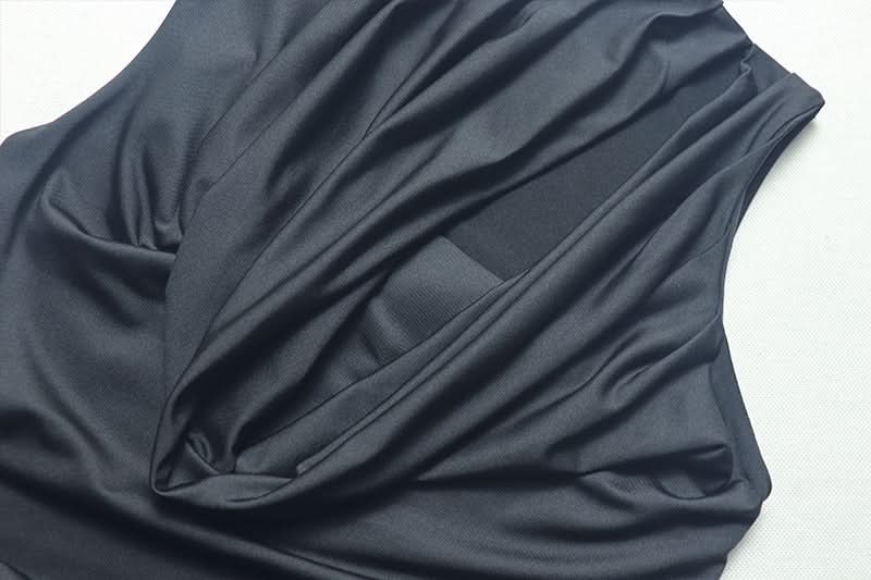 Sleeveless hollow out ruched slit cut out maxi dress