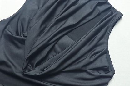 Sleeveless hollow out ruched slit cut out maxi dress